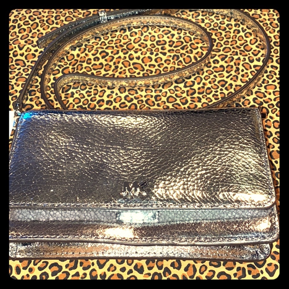 Michael Kors Crackled Metallic Leather Crossbody